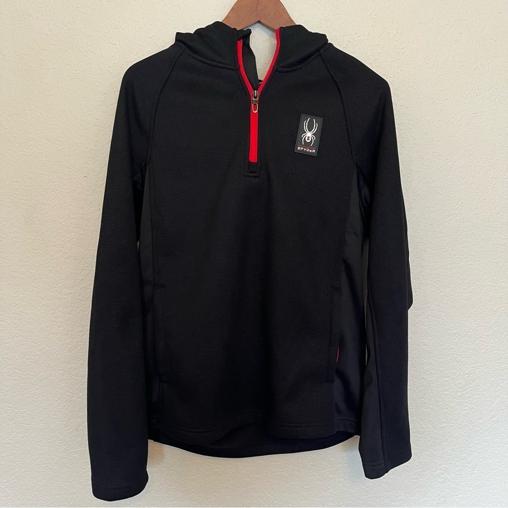 SPYDER Boundless Half Zip Black Waffle Knit Hoodie Size Men's Medium